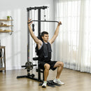 SPORTNOW Pull Up Station Power Cage with Adjustable Seat, Home Gym - Red