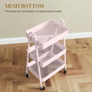 HOMCOM 3-Tier Rolling Utility Cart Kitchen Storage Trolley On Wheels
