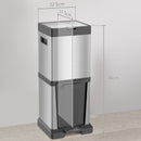 HOMCOM 20+14L Double Kitchen Bin, Pedal Bin With Soft-Close Lid, Silver