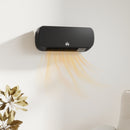 HOMCOM Wall Mounted Electric Heater with Timer Overheat Protection Black