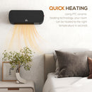HOMCOM Wall Mounted Electric Heater with Timer Overheat Protection Black