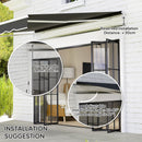 Outsunny Garden Sun Shade Canopy Retractable Awning, 2.5 x 2m