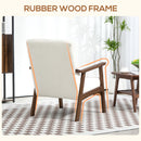 HOMCOM Boucle Accent Chair Armchair W/ Wide Seat For Living Room Bedroom - White/Grey