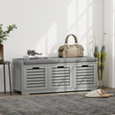 HOMCOM 3-Door Shoe Storage Bench Cushion Seat Slatted Doors