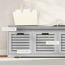 HOMCOM 3-Door Shoe Storage Bench Cushion Seat Slatted Doors