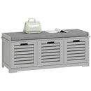 HOMCOM 3-Door Shoe Storage Bench Cushion Seat Slatted Doors
