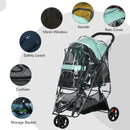 PawHut Dog Stroller For XS Dogs, S Dogs, Cats With Rain Cover