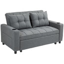 HOMCOM 2 Seater Pull Out Sofa Bed with Pockets for Living Room