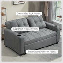 HOMCOM 2 Seater Pull Out Sofa Bed with Pockets for Living Room