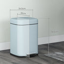 HOMCOM 12L Kitchen Pedal Bin, Metal Rubbish Bin With Soft-close Lid, Light Green