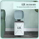 HOMCOM 12L Kitchen Pedal Bin, Metal Rubbish Bin With Soft-close Lid, Light Green