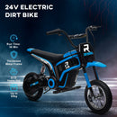 HOMCOM 24V Kids Electric Motorbike With Twist Grip Throttle, Music, Horn - Blue