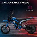 HOMCOM 24V Kids Electric Motorbike With Twist Grip Throttle, Music, Horn - Blue