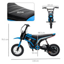 HOMCOM 24V Kids Electric Motorbike With Twist Grip Throttle, Music, Horn - Blue