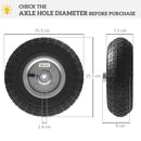 Outsunny Set of Four 10\" Pneumatic Wheels for Barn Carts, Garden Cart Black