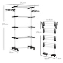 HOMCOM 4-Tier Large Clothes Airer Stainless Steel Clothes Drying Rack Black