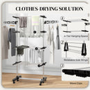 HOMCOM 4-Tier Large Clothes Airer Stainless Steel Clothes Drying Rack Black