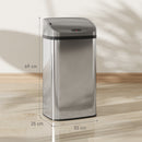 HOMCOM 48L Sensor Bin, Stainless Steel Kitchen Bin with Automatic Close
