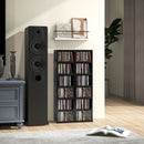 HOMCOM Set Of 2 CD Storage Units With Adjustable Shelves, High Gloss White, Grey And Black