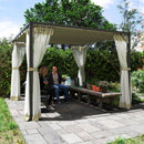 Outsunny Pergola with Retractable Roof and Netting - Khaki