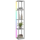 HOMCOM RGB LED Floor Lamp with Shelves and Remote Control for Bedroom