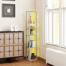 HOMCOM RGB LED Floor Lamp with Shelves and Remote Control for Bedroom