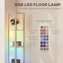 HOMCOM RGB LED Floor Lamp with Shelves and Remote Control for Bedroom