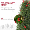 HOMCOM 1.5m Christmas Tree Slim 5' with Berries