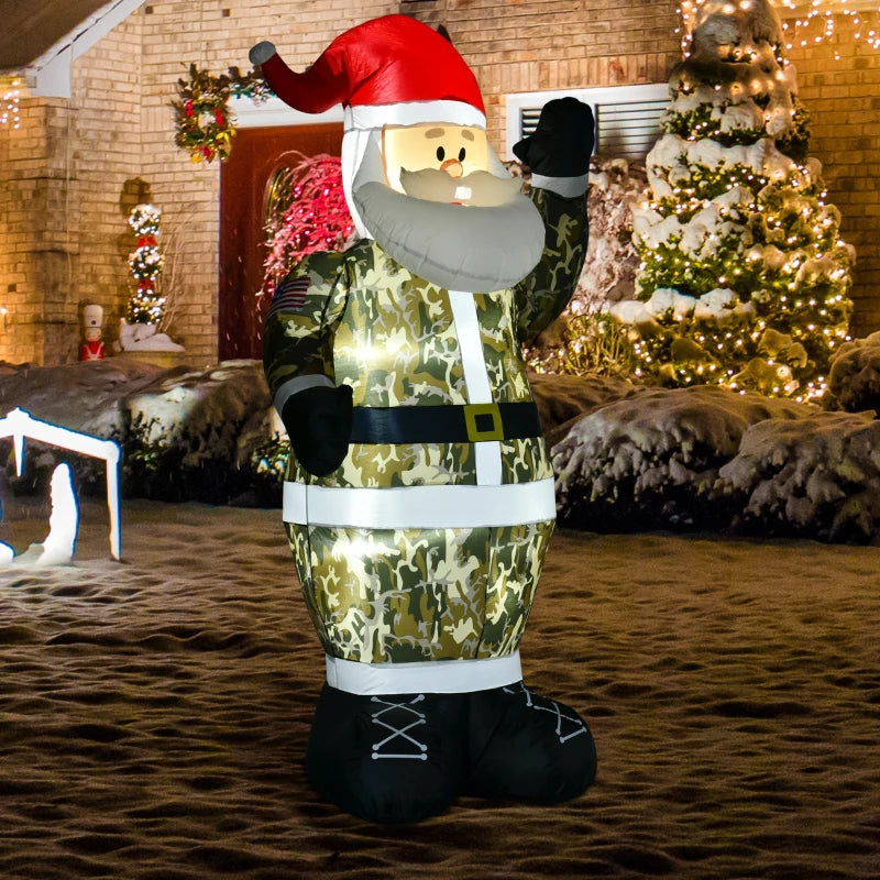 Christmas Inflatable Santa Clause In Camouflage 8'