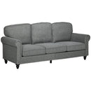 HOMCOM 3 Seater Sofas Fabric Couch with Nailhead Trim and Cushions Grey