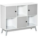 HOMCOM Bookcase, Display Cabinet with 6 Storage Cubes for Living Room Grey