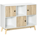 HOMCOM Bookcase, Display Cabinet with 6 Storage Cubes for Living Room Natural