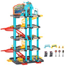 HOMCOM 5-Level Car Parking Garage Toy Race Tracks Car Ramp Set Toddler Car Game