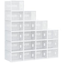 HOMCOM 18PCS Stackable Clear Plastic Shoe Storage Box for UK/EU Size 12/46