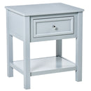 HOMCOM Boxy Accent Bedside End Table Nightstand Drawer Shelf Home Furniture Grey