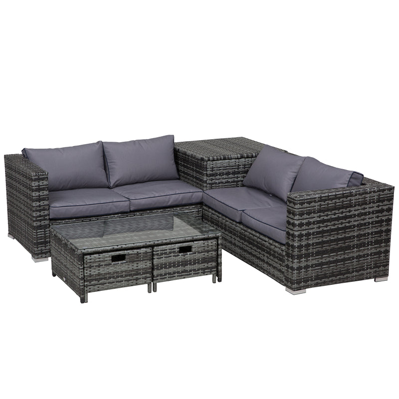 Outsunny Rattan Corner Sofa Set 1.3m - Grey