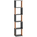 HOMCOM 5-Tier Bookshelf Freestanding Bookcase Storage Shelves Study, Dark Grey