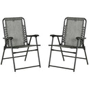 Outsunny 2Pcs Outdoor Patio Folding Chairs, Portable Garden Loungers Grey