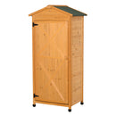 Outsunny 74x55x155cm Garden Storage Shed Cabinet 2 Shelves Hooks Lock Yellow