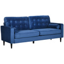 HOMCOM 3-Seater Sofa Velvet Feel Fabric Sofa Couch w/ Cylindrical Pillows, Blue