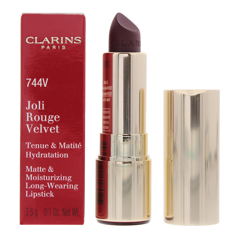 Clarins Joli Rouge Velvet Matte and Moisturising Long Wearing Lipstick 744V Plum 3.5g