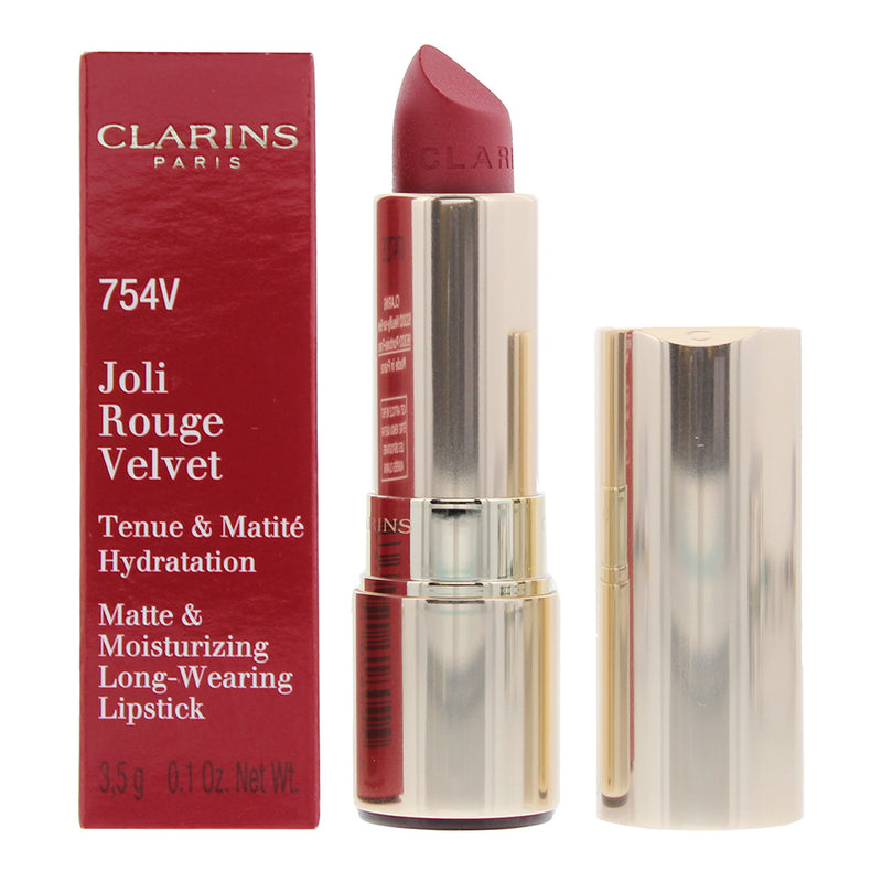 Clarins Joli Rouge Velvet 754 V Deep Red Lipstick 3.5g