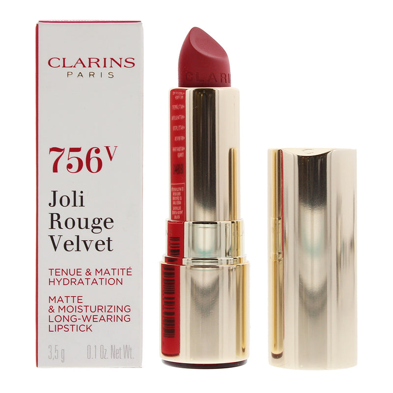 Clarins Joli Rouge Velvet Matte & Moisturizing Long Wearing Lipstick 756V Guava 3.5g