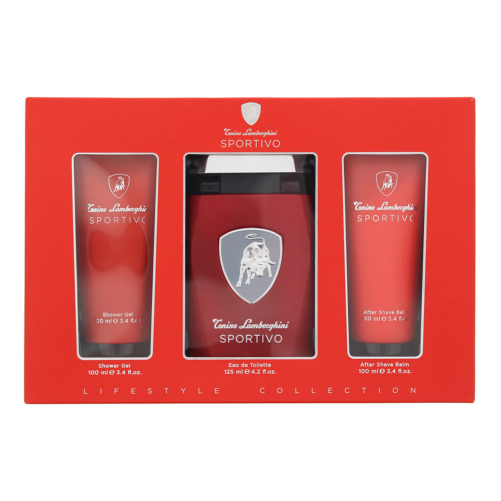 Lamborghini Sportivo Piece Gift Set: Eau De Toilette 125ml Shower