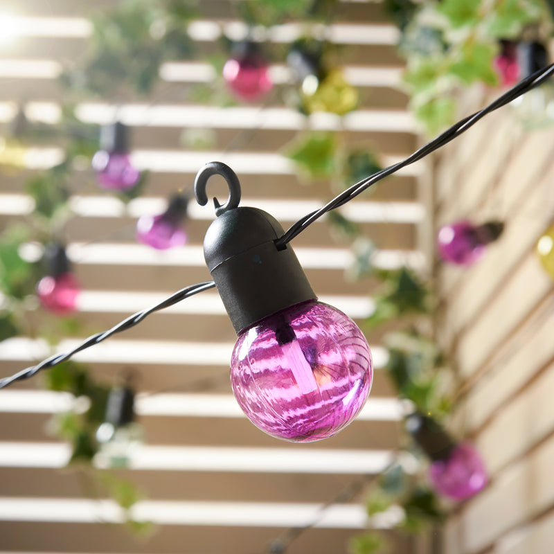 Silver & Stone Solar Powered Party String Lights with 50 Multi Coloured LEDs