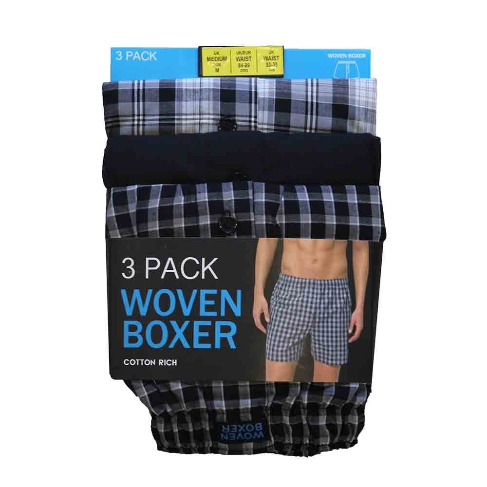 3PK Woven Boxers Black