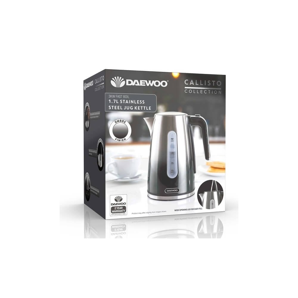 Daewoo Callisto 3KW Stainless Steel Jug Kettle Black Fade