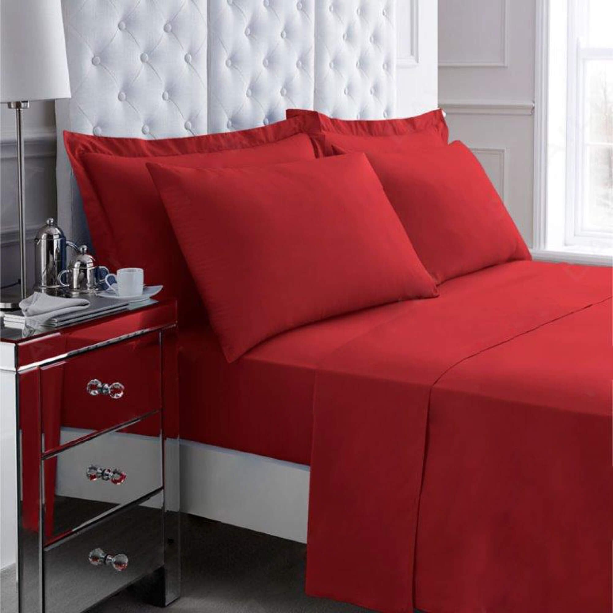 Non Iron Percale Bedding Sheet Range Red