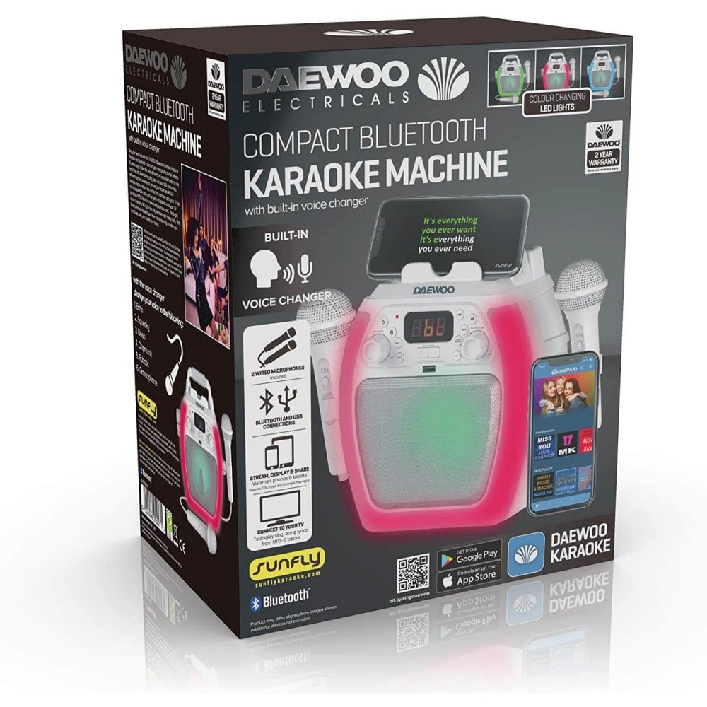 Daewoo Compact Bluetooth Karaoke Machine With LED Display & Voice Chan