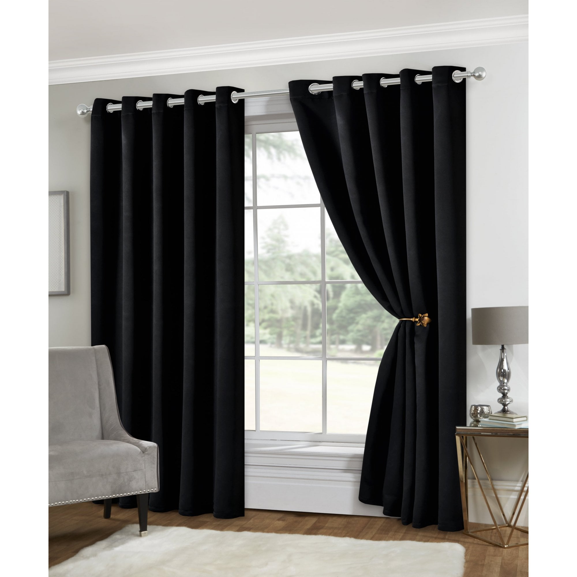 Lewis's Eclipse Blackout Eyelet Curtains - Black